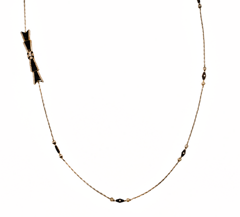 *NEW* Art Deco Diamond and Onyx Long Guard Necklace