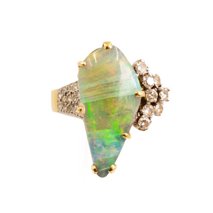 *NEW* Vintage 1970s Opal & Diamond Cocktail Ring in 18ct Yellow Gold