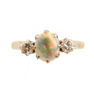 *NEW* Edwardian Opal & Diamond Ring  18ct Yellow Gold with Platinum Setting