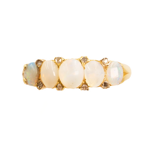 *NEW* Victorian Opal & Diamond 5-Stone Ring in 18ct Yellow Gold
