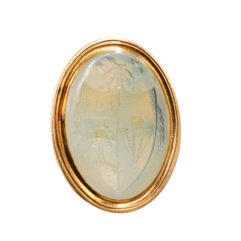 *NEW* Edwardian Vaseline Glass Seal in 15ct Yellow Gold