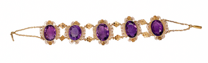 *NEW* Victorian Amethyst Filigree Bracelet in 18ct Yellow Gold