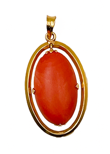 *NEW* Art Deco Coral Drop Pendant in 18ct Yellow Gold