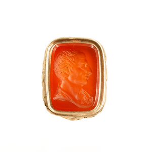 *NEW* Edwardian Seal with Carved Face in 9ct Yellow Gold