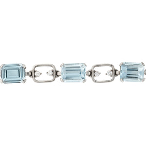 *1950s Aquamarine and Diamond Line Bracelet*