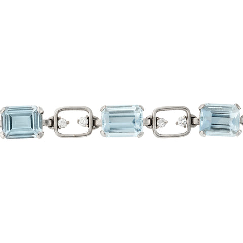 *1950s Aquamarine and Diamond Line Bracelet*