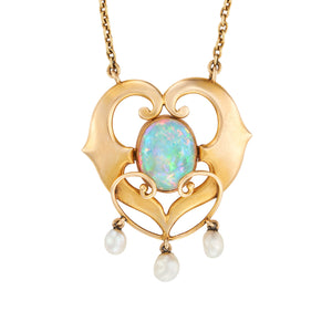 *NEW* Arts and Crafts Opal Natural Pearl Necklace