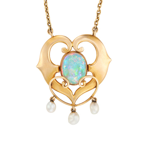 *NEW* Arts and Crafts Opal Natural Pearl Necklace