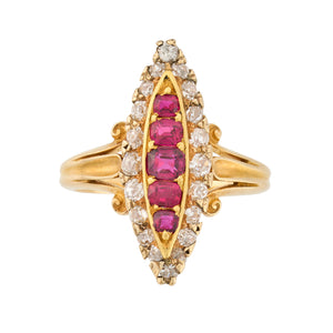 *NEW* Victorian Navette Ruby and Diamond Ring