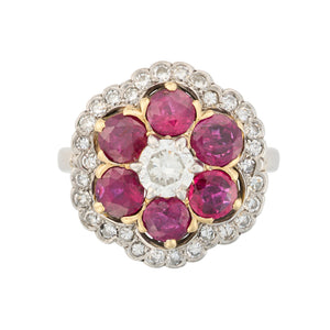 *NEW* Edwardian Ruby and Diamond Flower Cluster Ring