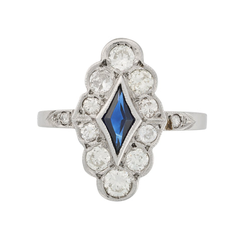 *NEW* Vintage Sapphire and Diamond Marquise Ring