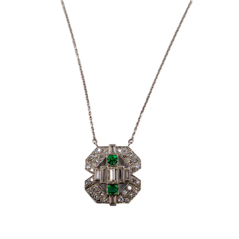 *NEW* Art Deco Emerald and Diamond Necklace