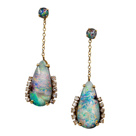 *NEW* 1970s Opal and Diamond Drop Earrings