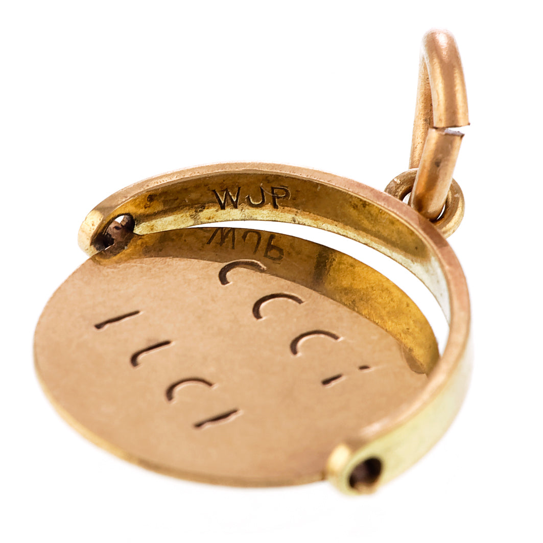 Vintage Good Luck spinning charm 9ct