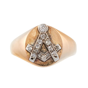 *NEW* Edwardian Masonic Signet Ring, 18ct yellow Gold and Diamond